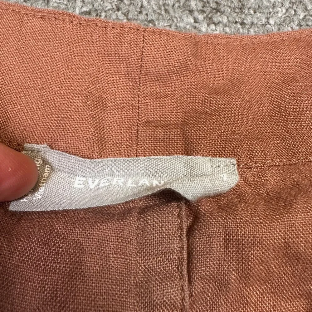 Everlane The Linen Cross-Front Jumpsuit No Belt Burnt Orange Rust Brown Size 4